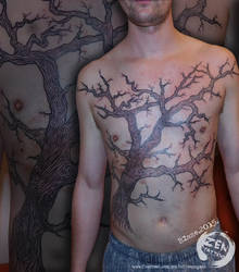 Freehand tree tattoo