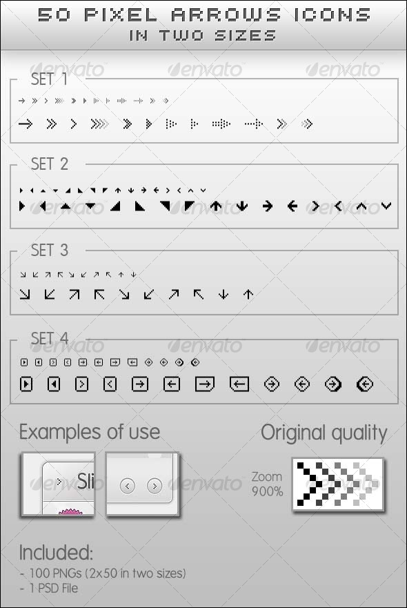 50 Pixel Arrow Icons