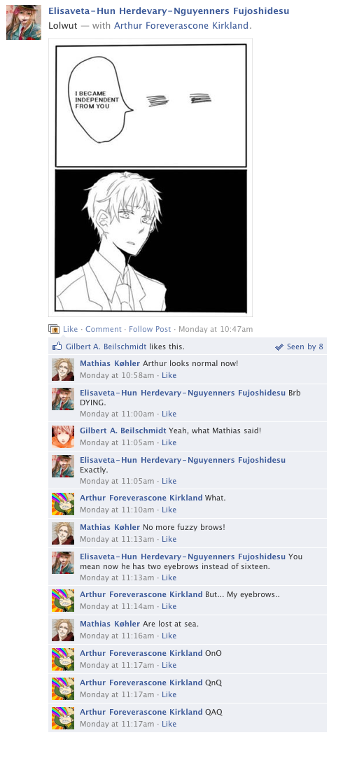 Hetalia Facebook: Run Away Eyebrows