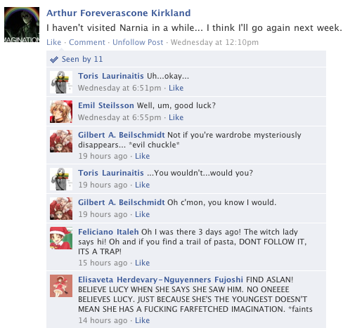 Hetalia Facebook Narnia