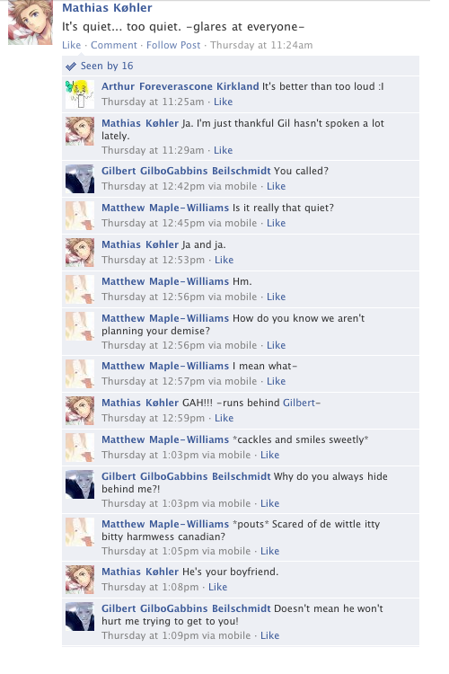 Hetalia Facebook: Too Quiet