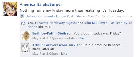 Hetalia Facebook: Fridays