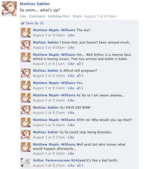 Hetalia Facebook: Like A Fanfic