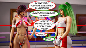 Lady Luck and Treena wrestling lesson (1/7)