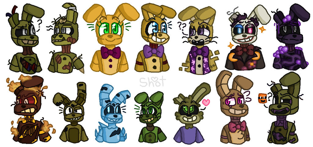 All the Springtraps by ShotgunStudios on DeviantArt