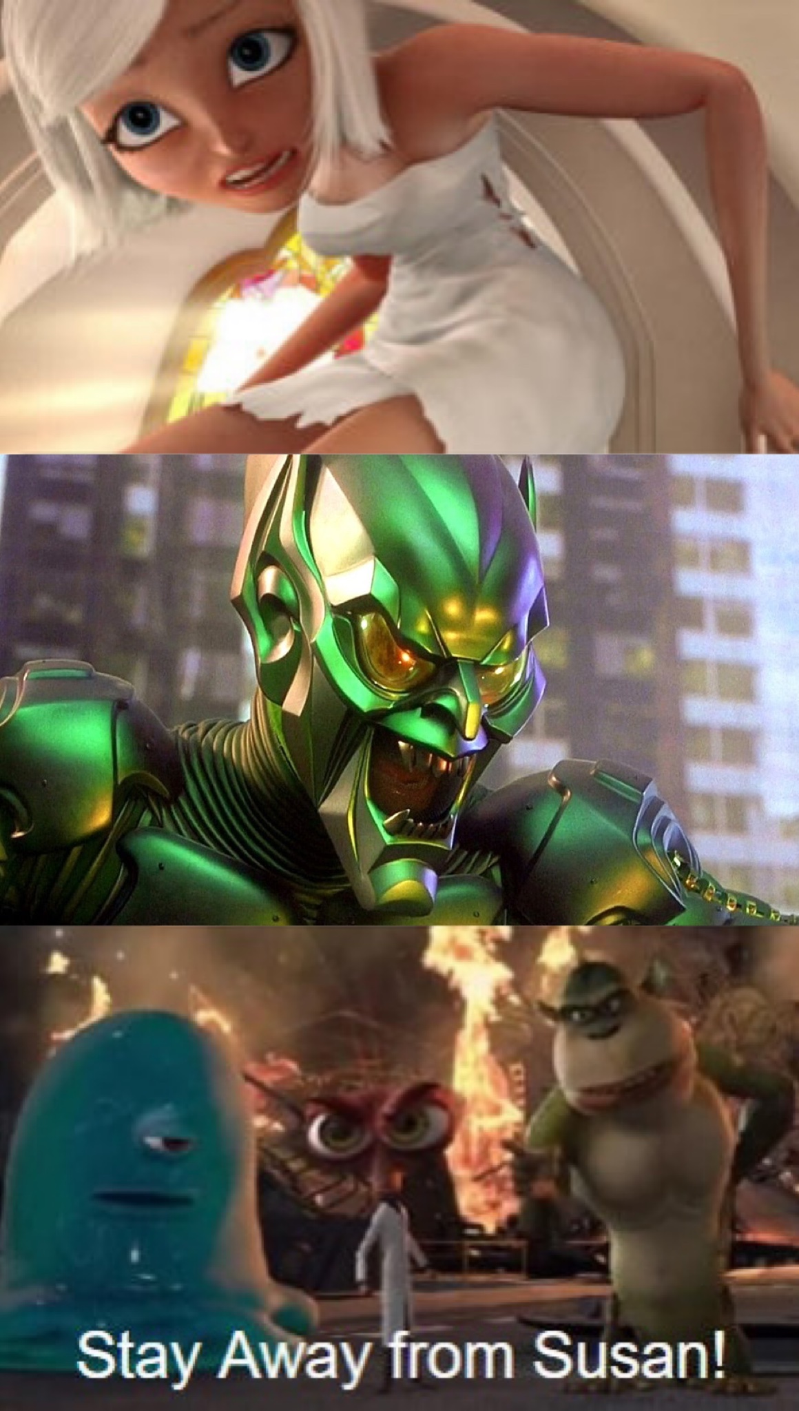 The Monsters protects Susan from Green Goblin by fickquilesjoquail on