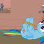 Rainbow dash tied up by a texan mouse