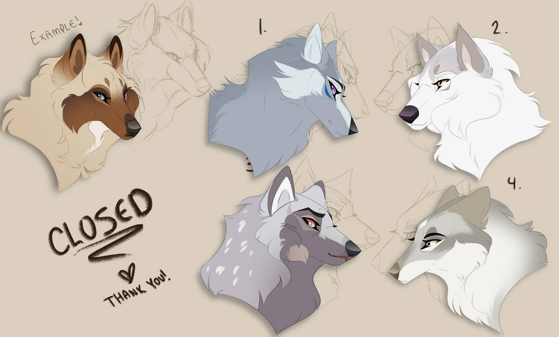 Sketchy Wolf Bust YCHs - CLOSED by Renzaele on DeviantArt