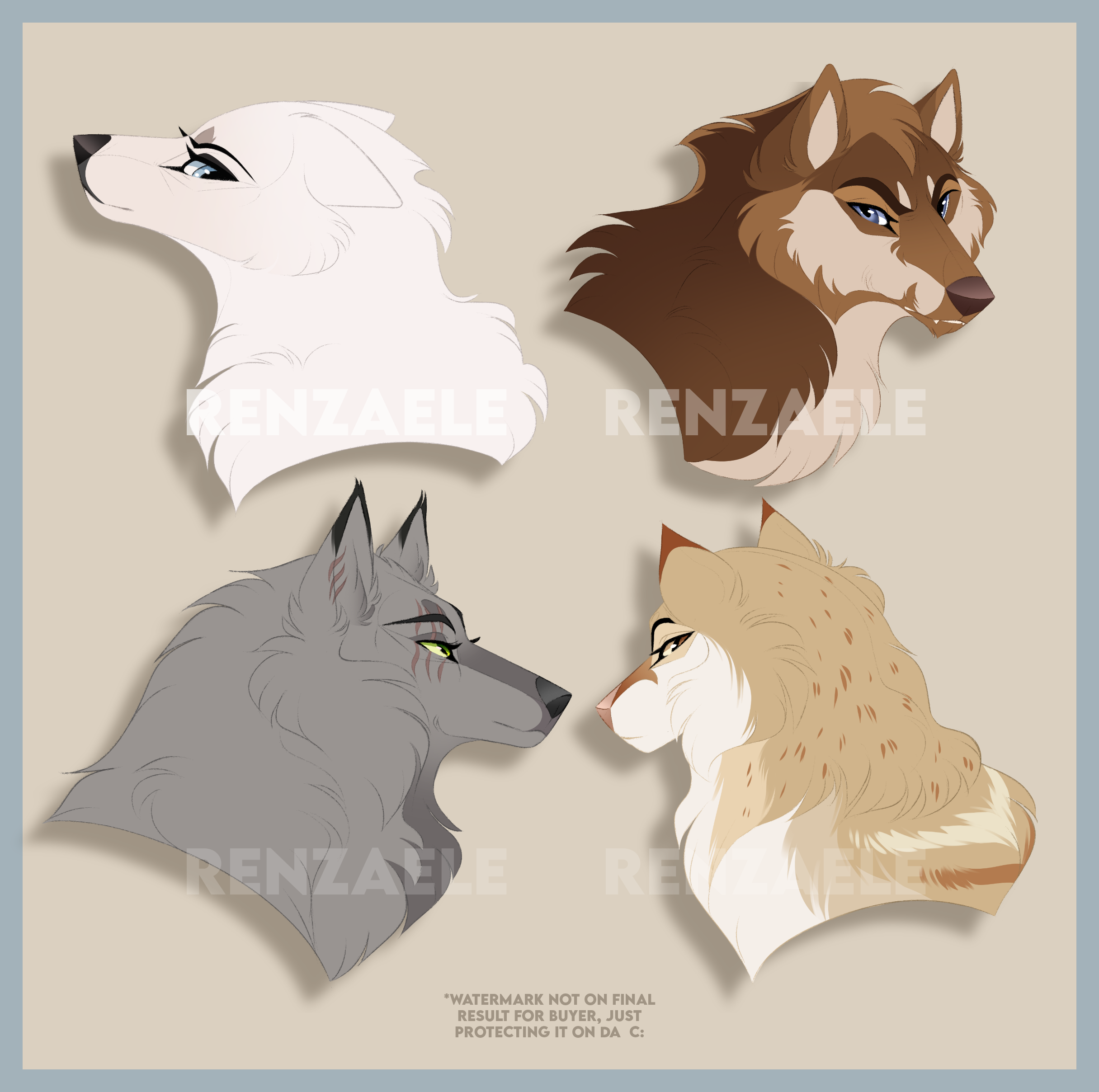 Sketchy Wolf Bust YCHs - CLOSED by Renzaele on DeviantArt