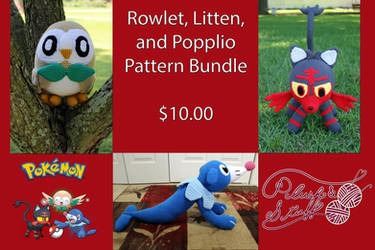 Rowlet, Litten, and Popplio Pattern Bundle