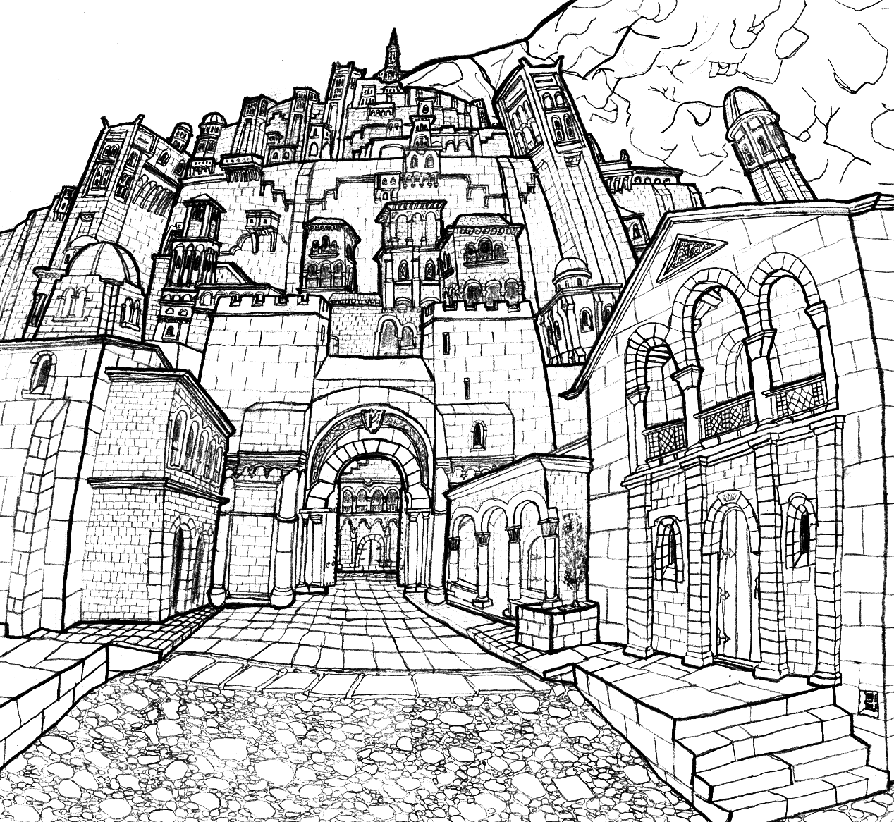 Street and Gate - Minas Tirith, Gondor by Dandelo1 on DeviantArt