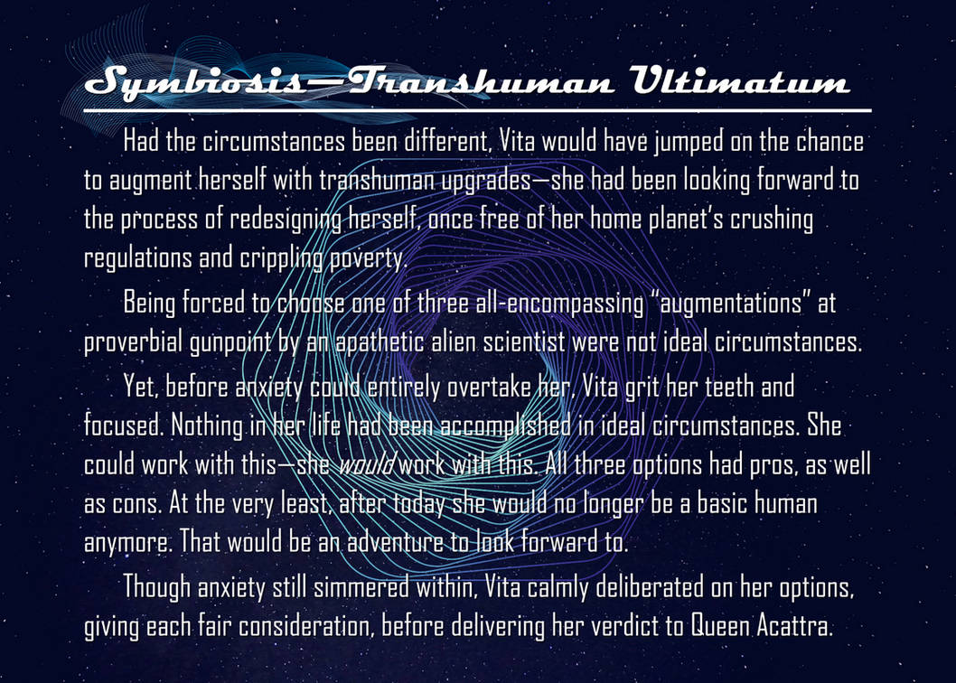 Symbiosis-Transhuman Ultimatum by NemoTheNameless on DeviantArt