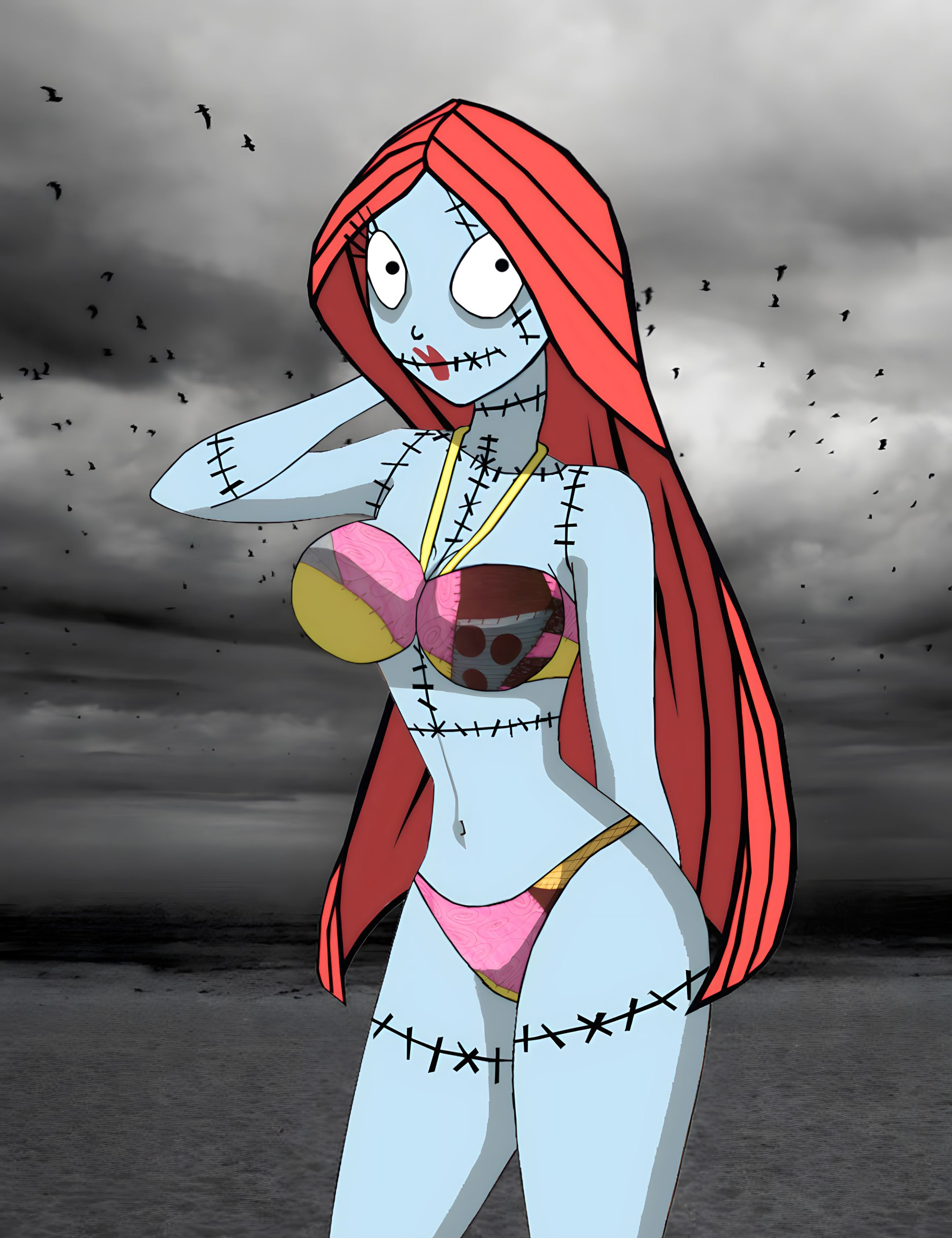 Sally Skellington in a bikini