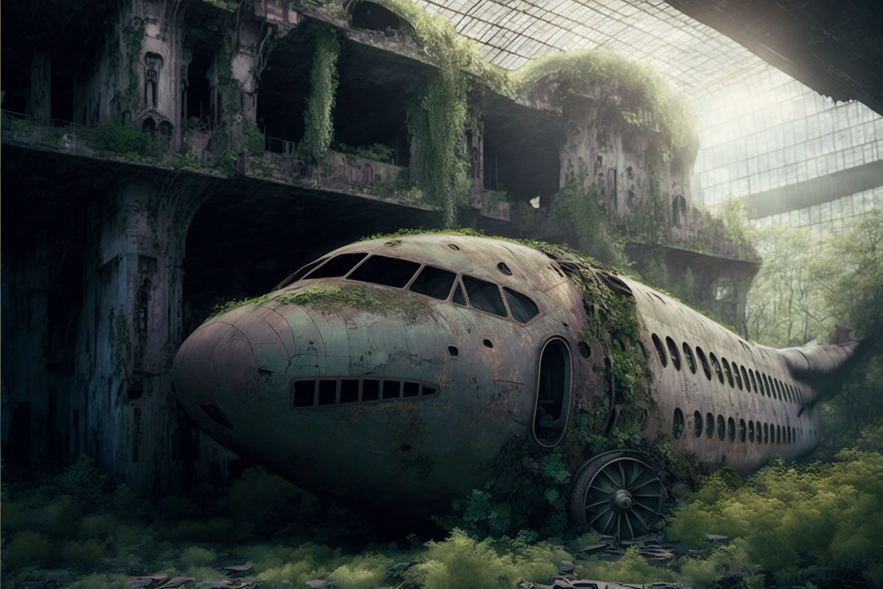 Lost place hangar AI generated by digital--illusion on DeviantArt
