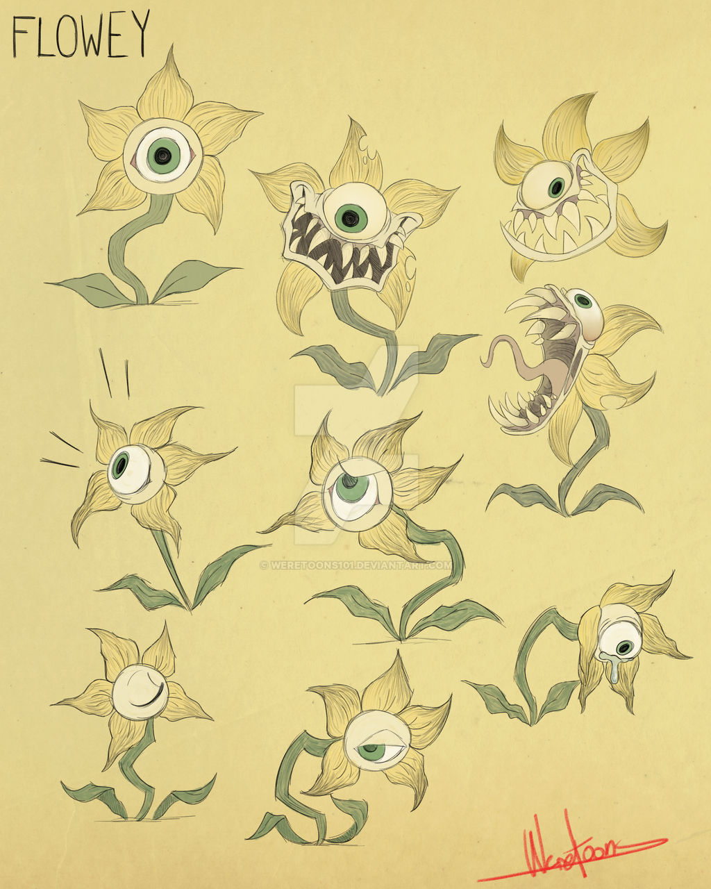 Flowey Strangle Horrortale Flowey sketches by Weretoons101 on DeviantArt