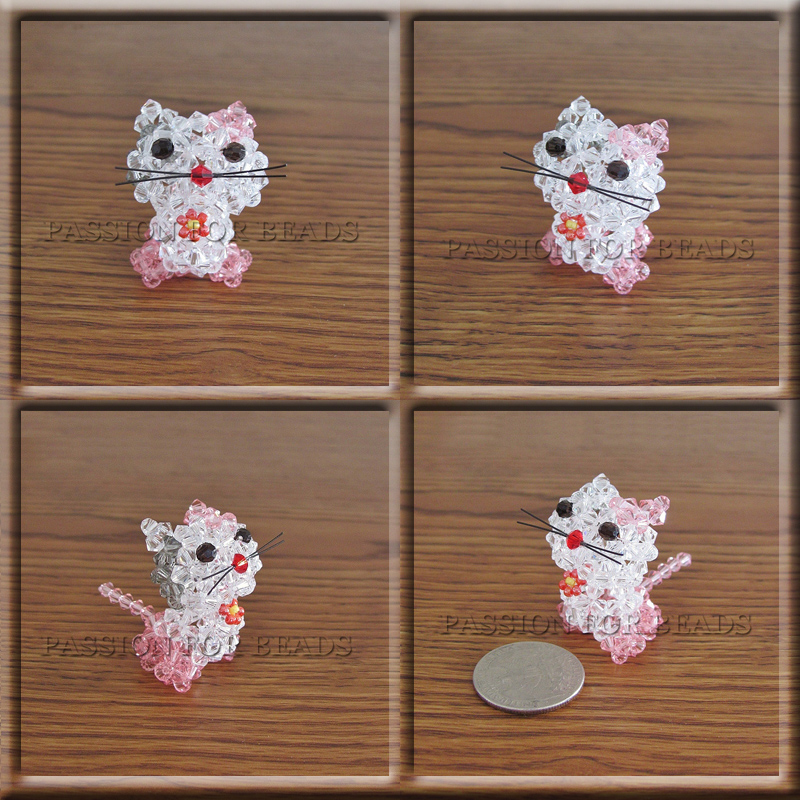 Swarovski crystal beadwoven kitten figurine