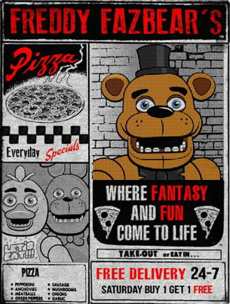 Freddy Fazbear's Pizza Advertisement Poster by PokemonToonPatrolFan on ...