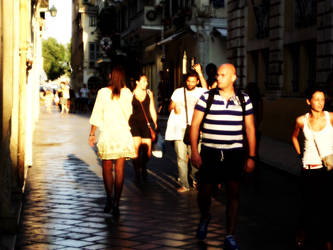 Crowded Street in CorfuTown