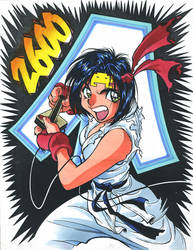 'Atari 2600 femme-Ryu' SPIN magazine illustration