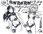 DIRTY PAIR 'PON PON PON' con sketch by AdamWarren