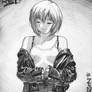 Rei Ayanami (in leather!) sketch, circa 1996