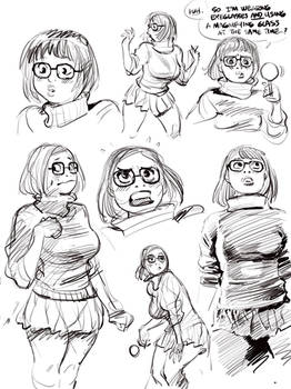 Sketch set of SCOOBY DOO's Velma, via Procreate