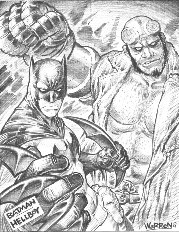 BATMAN and HELLBOY sketch