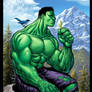 Hulk card illo, in color