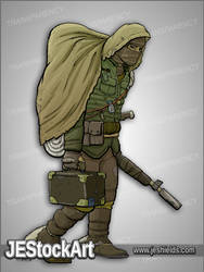 PostApocalypse - Cloaked Sand Warrior with Rifle