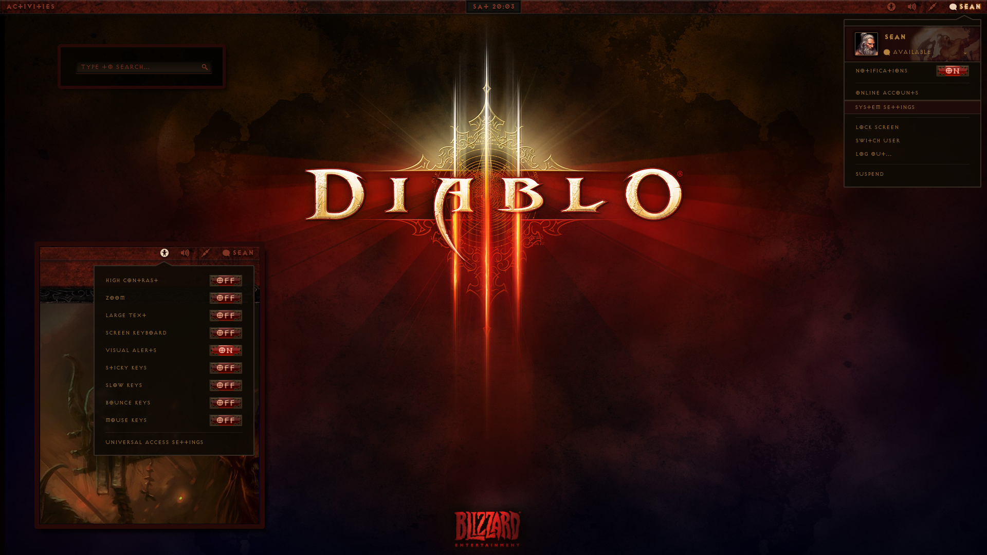 GNOME Shell - Diablo III Desktop