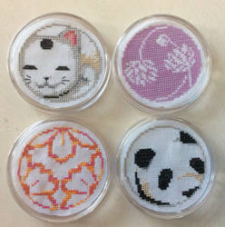 Cross stitched coasters