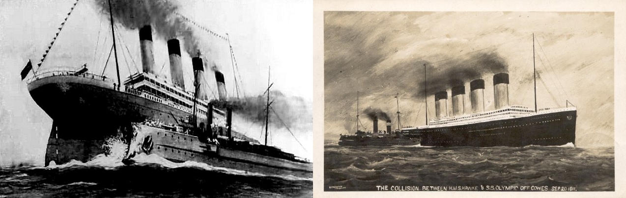 R.M.S Olympic Hawke collision. : titanic Olympic hawke collision