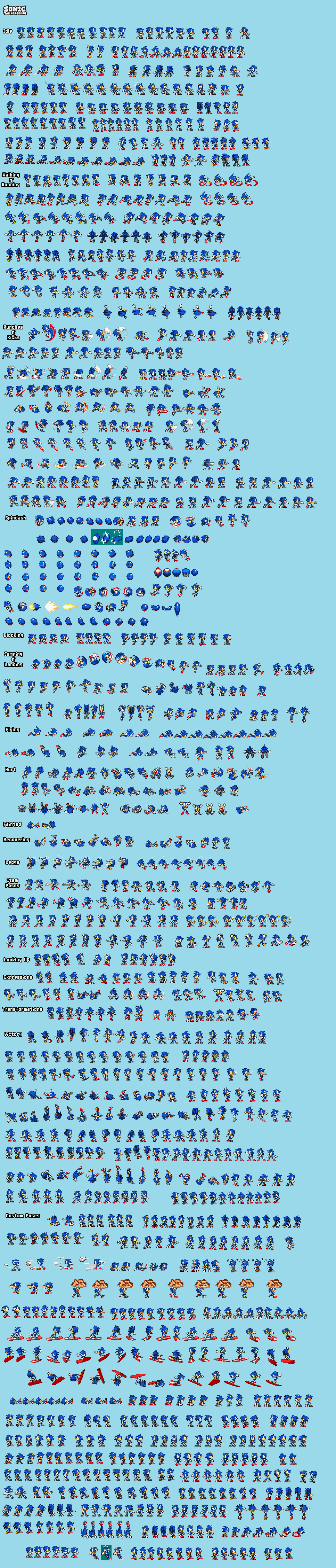 Sonic The Hedgehog (Classic) - 2015 Sprite Sheet. by Shinbaloonba