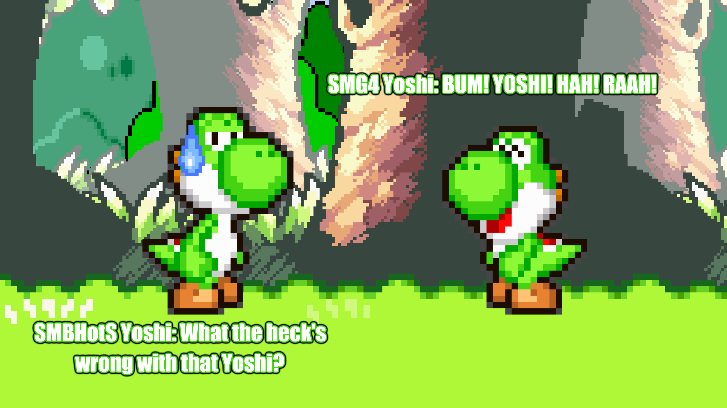 SMB-HotS Yoshi Meets SMG4 Yoshi