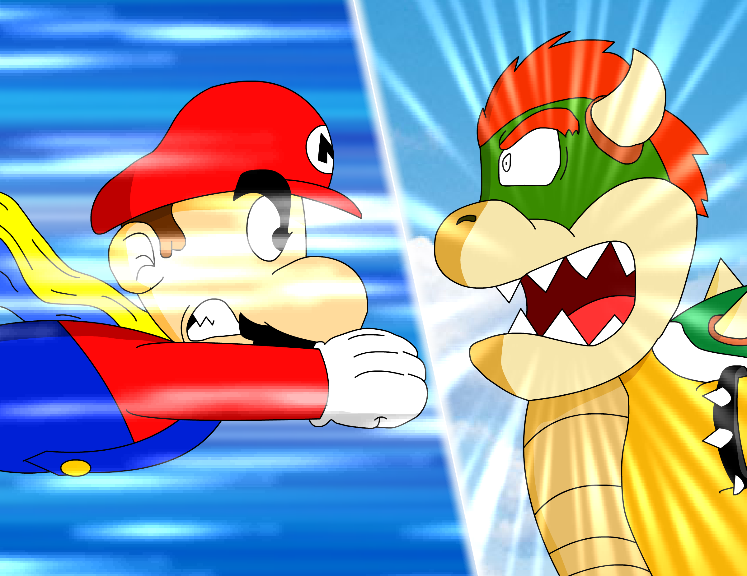 Art Trade - SMBZ Cape Mario vs Bowser.