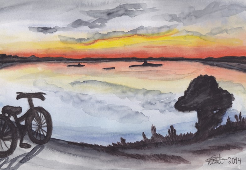Sunset and a bicycle