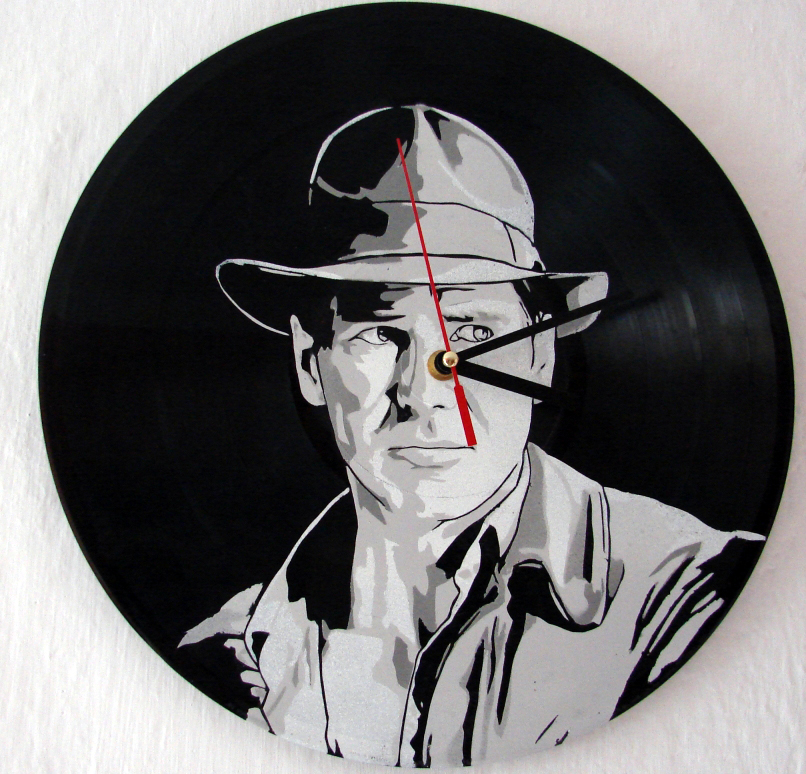 Indiana Jones on vinyl record clock