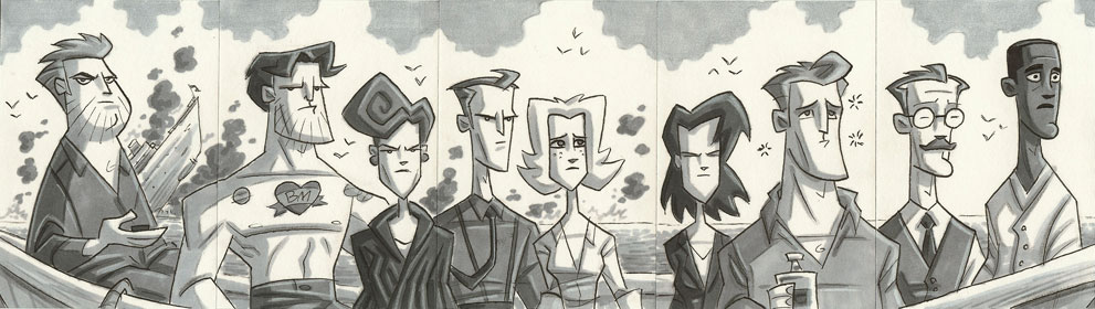 Lifeboat (1944, dir. Alfred Hitchcock) cartoon by Otis Frampton, 2009