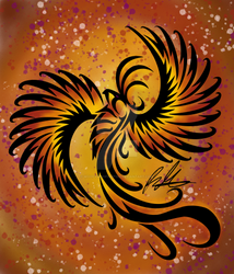 Coloured Phoenix stencil art