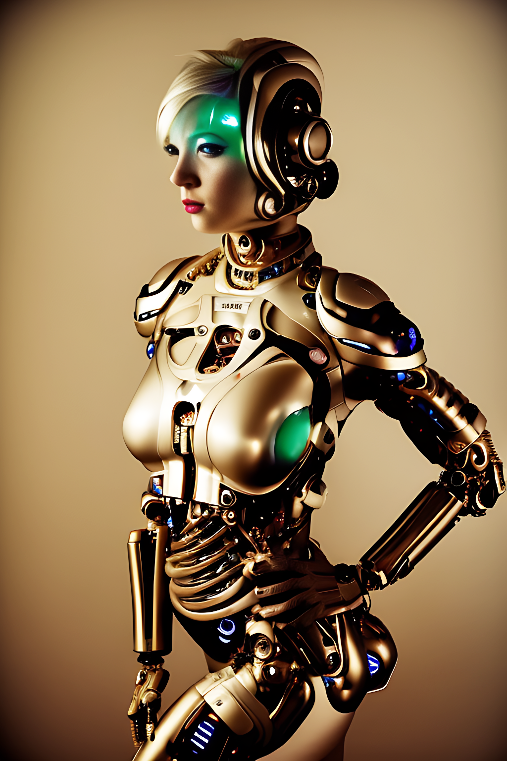 Beautiful blonde Cyborg: Golden