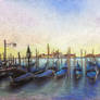 Sunset in Venice (colored pencil, chalk)