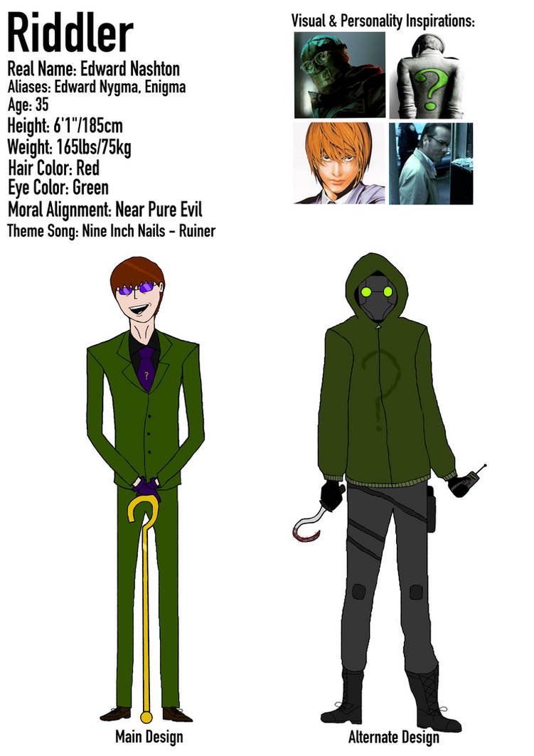 All Riddler Forms Riddler: Character Sheet by kkilla159 on DeviantArt