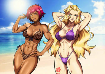 Cross Ange: Zola and Scarlett, Bikini beach date