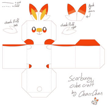 Scorbunny Pokemon Paper Craft Cube