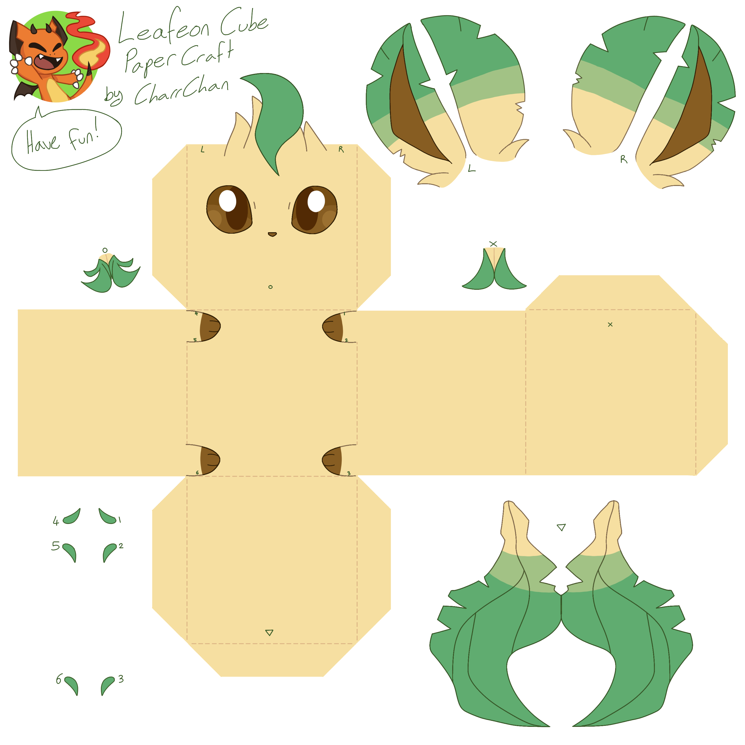 Leafeon Papercraft Cube By CharrChan On DeviantArt
