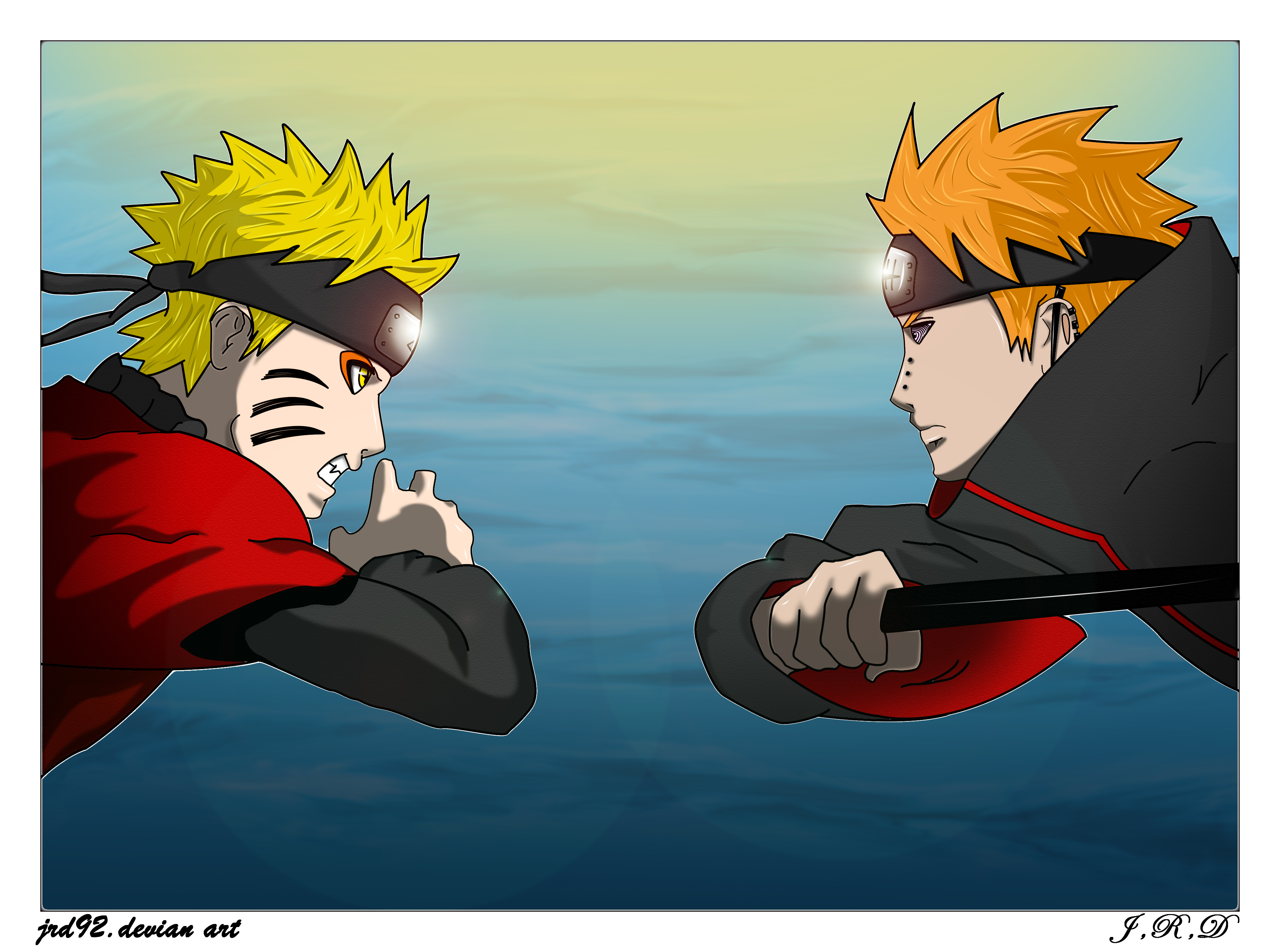 Desenho Naruto vs Pain by llucass on DeviantArt