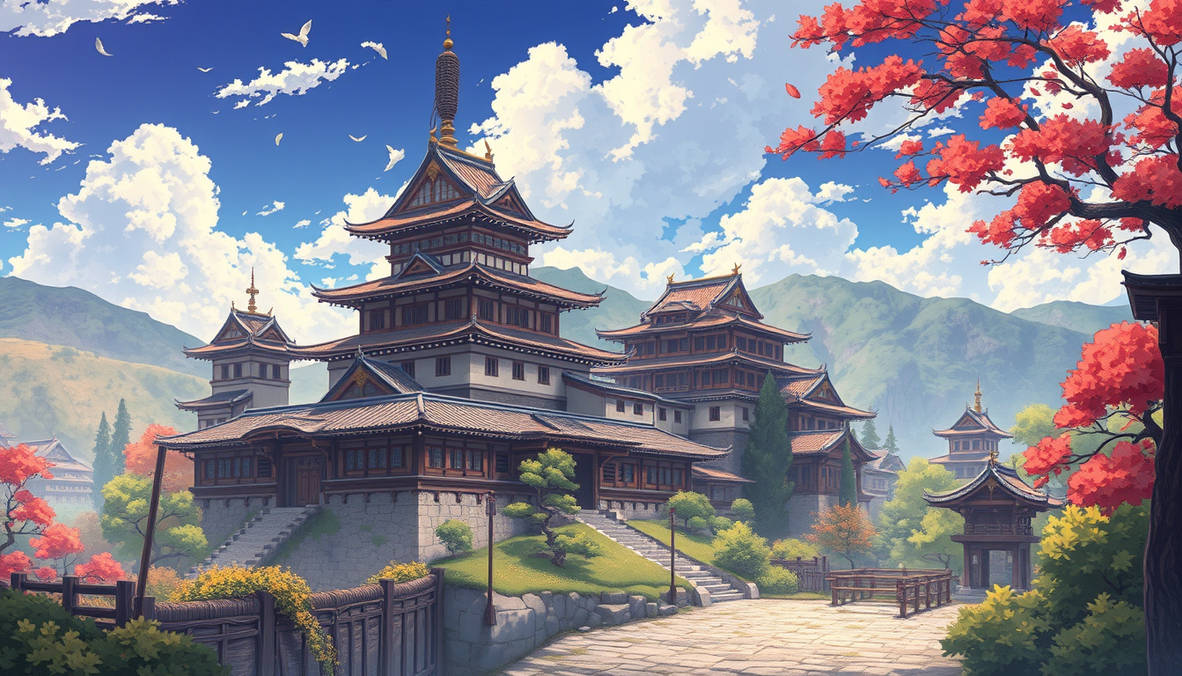 Edo Period Castle And Village Anime
