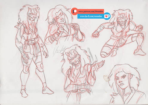 20240129 young justice chesshire pencil sketches