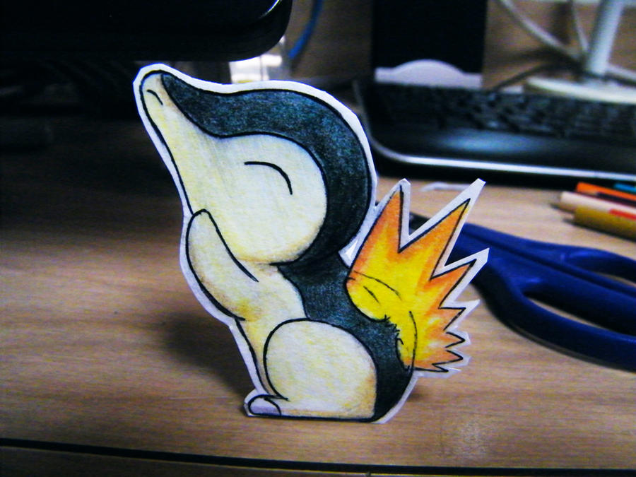 Paper Cyndaquil by pettyartist