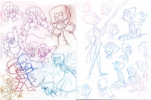 The Crystal Gems-- Sketches